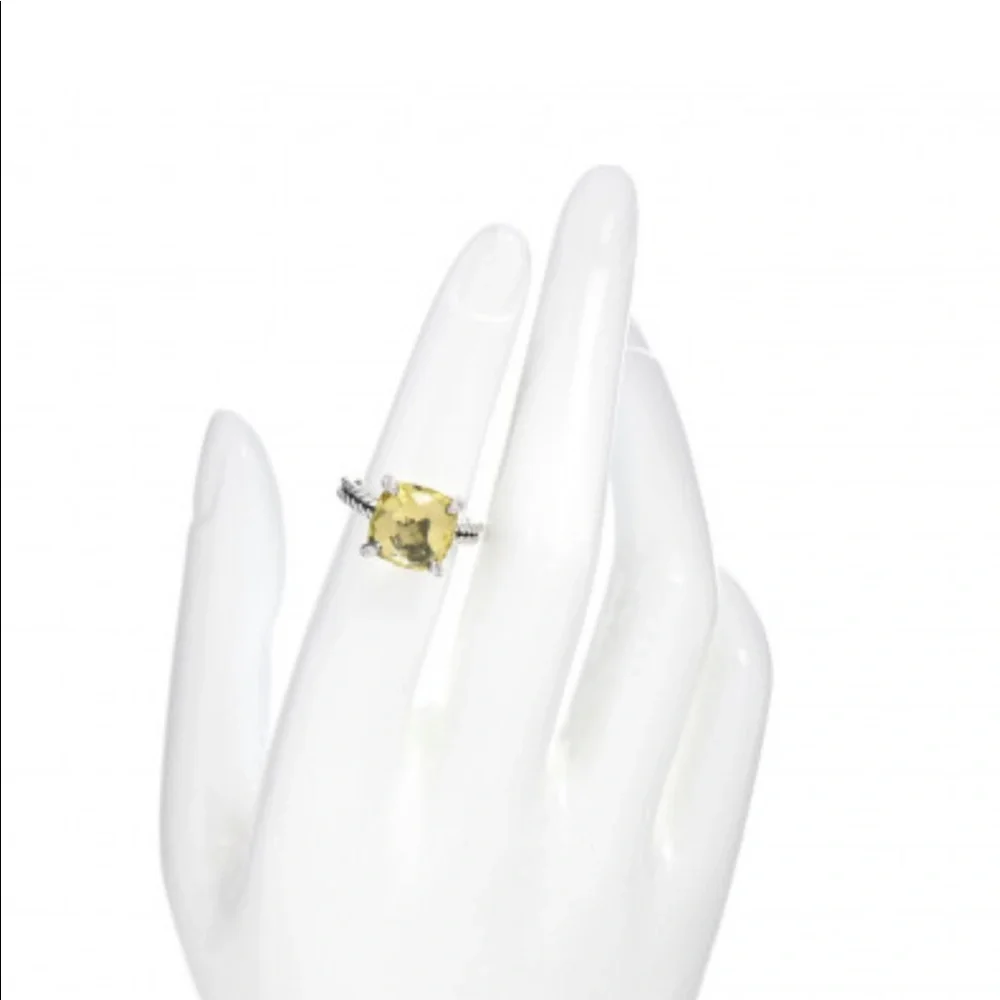 David Yurman Chatelaine® Ring with Lemon Citrine and Pavé Diamonds - Picture 7 of 14
